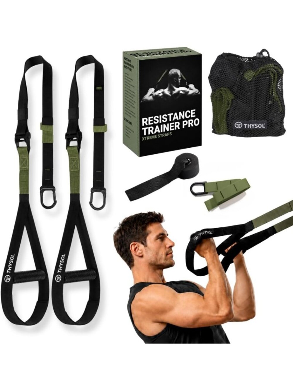 Pro Suspension Resistance Trainer Straps with Door Anchor for Home Workouts